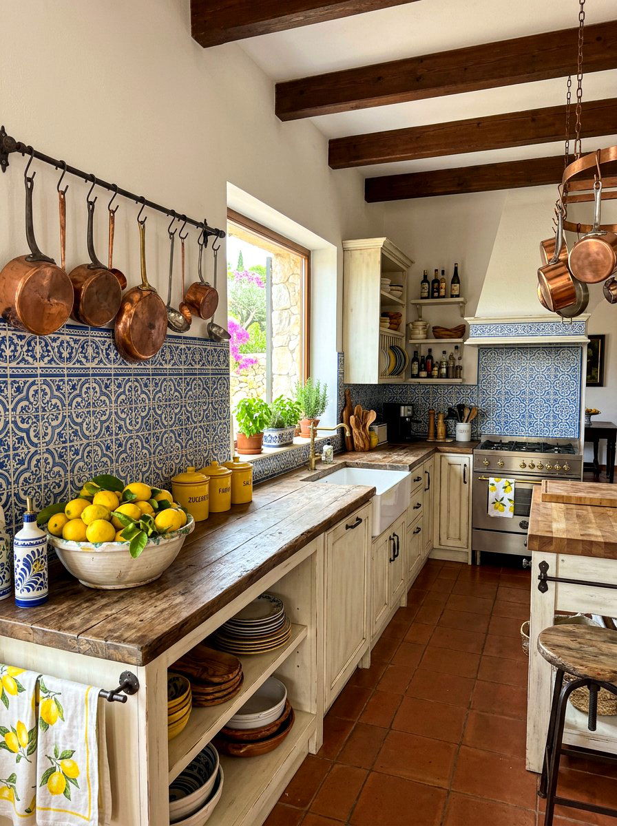 Mediterranean Blue Lemon Kitchen - 30 summer lemon kitchen ideas