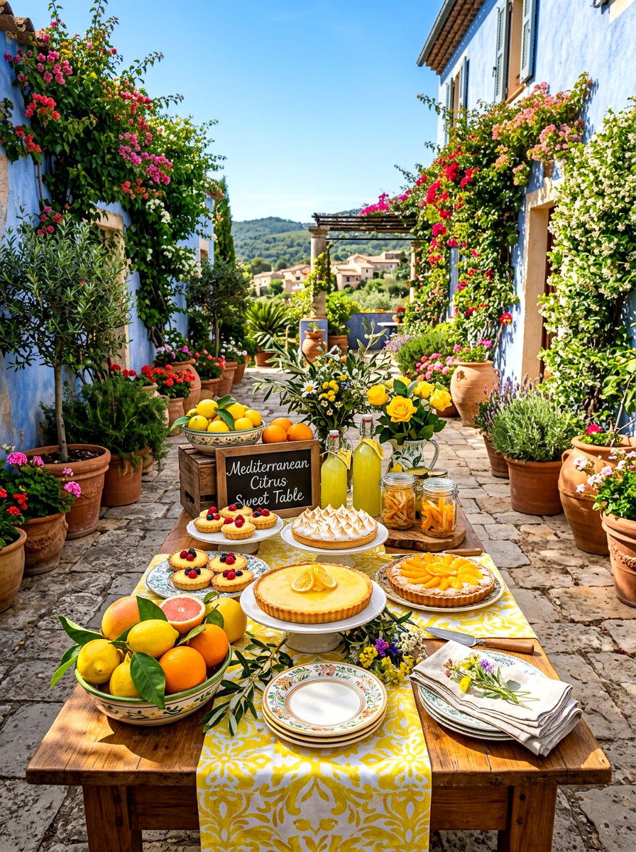 Mediterranean Citrus Sweet Table - 30 outdoor dessert station ideas