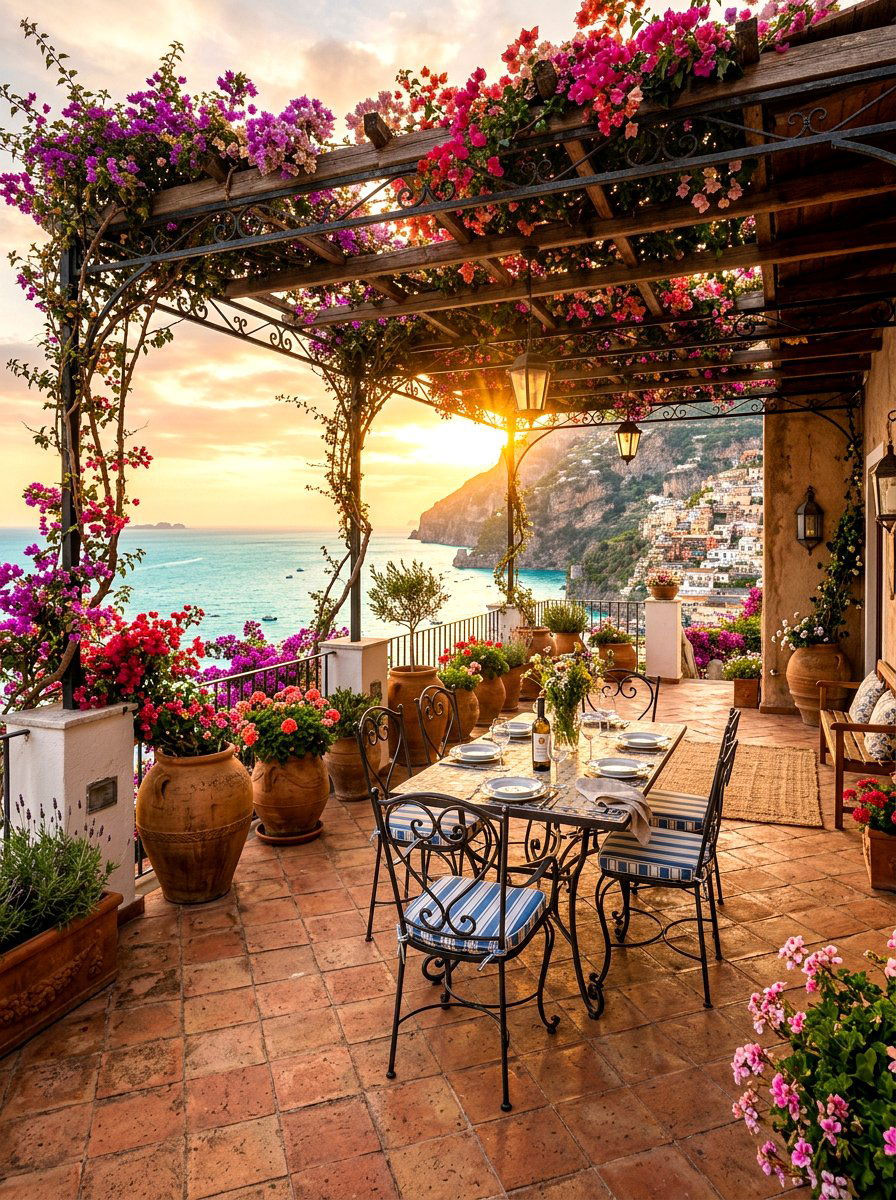 Mediterranean Coastal Style Terrace - 30 coastal backyard ideas