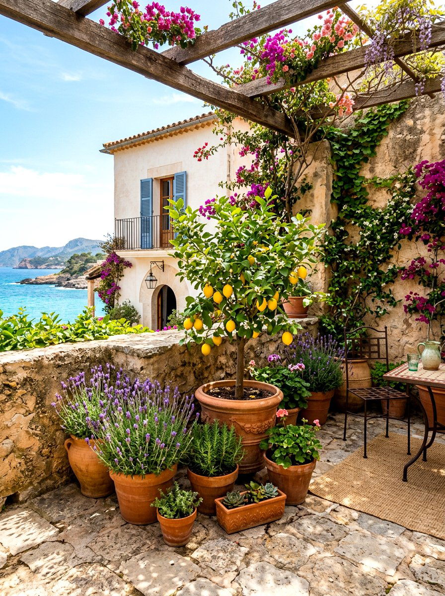 Mediterranean Corner Garden Patio - 30 corner garden ideas
