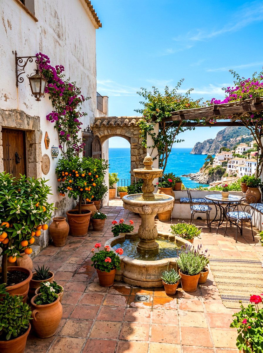 Mediterranean Courtyard - 30 backyard landscaping ideas