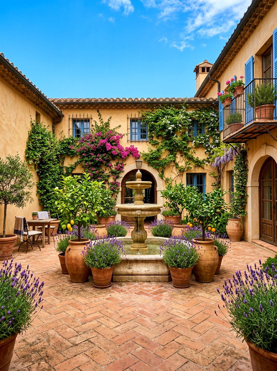 Mediterranean Courtyard - 30 no grass backyard luxury ideas