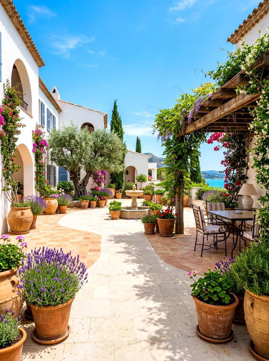 Mediterranean Courtyard - 30 drought friendly backyard ideas