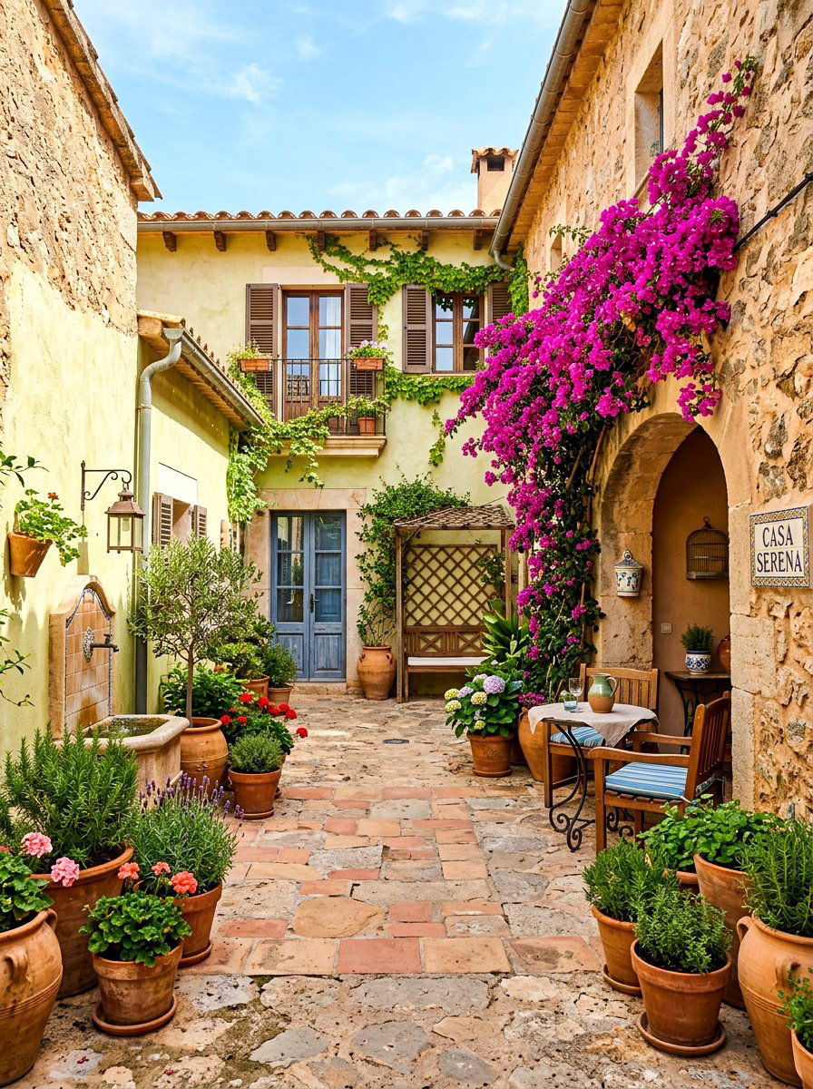 Mediterranean Courtyard - 30 drought tolerant landscaping ideas