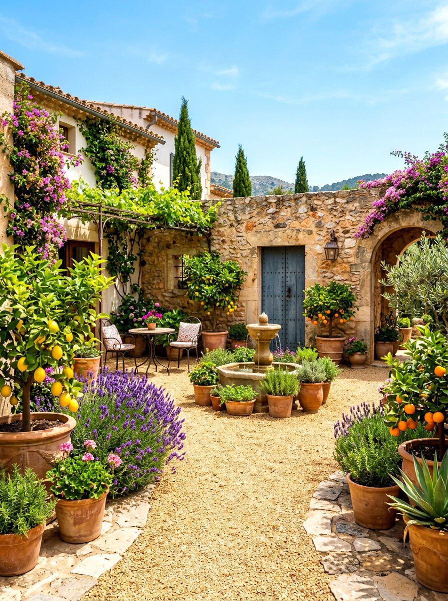 Mediterranean Courtyard - 30 dry garden ideas