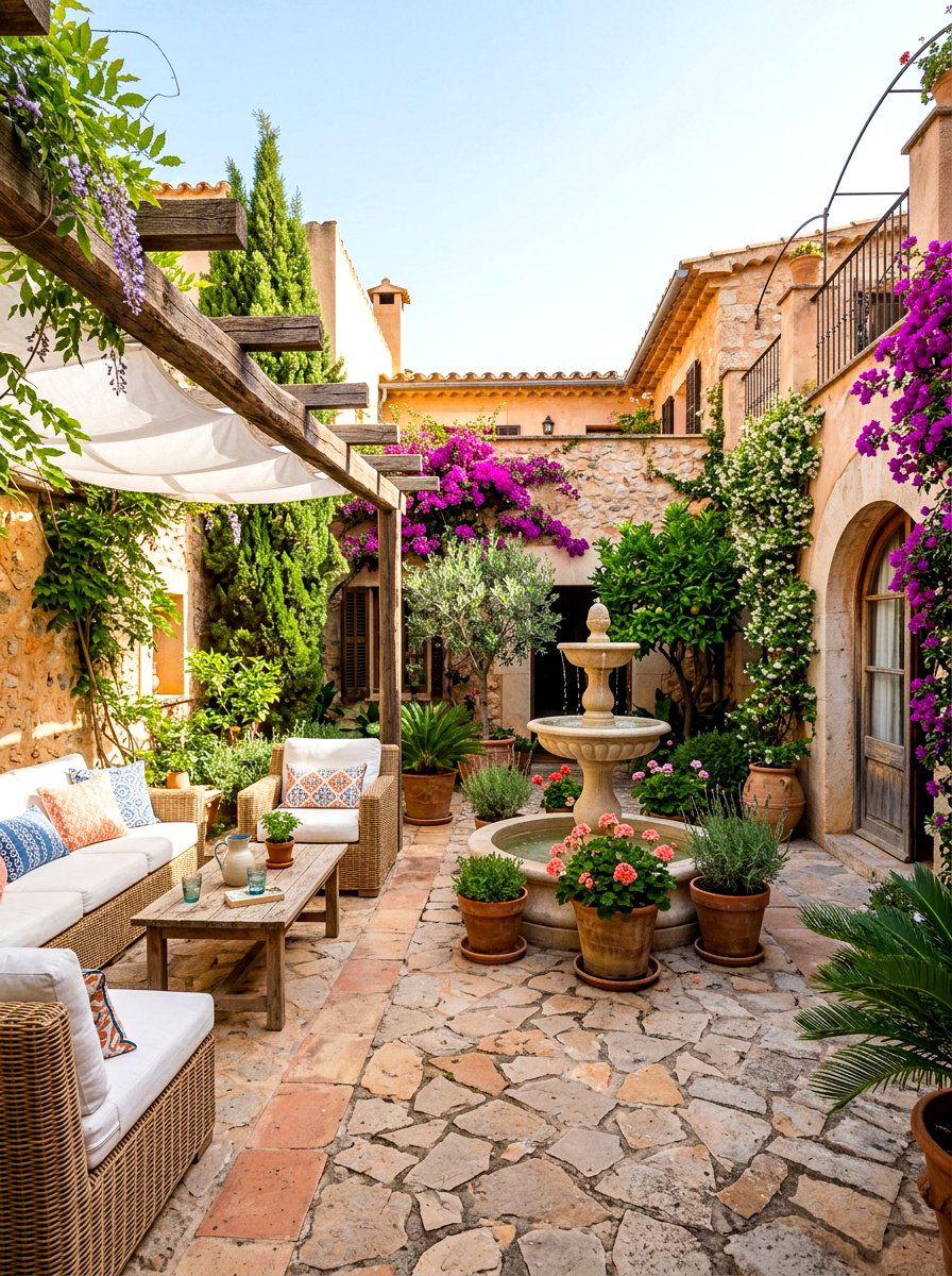 Mediterranean Courtyard Design - 30 Mediterranean garden ideas