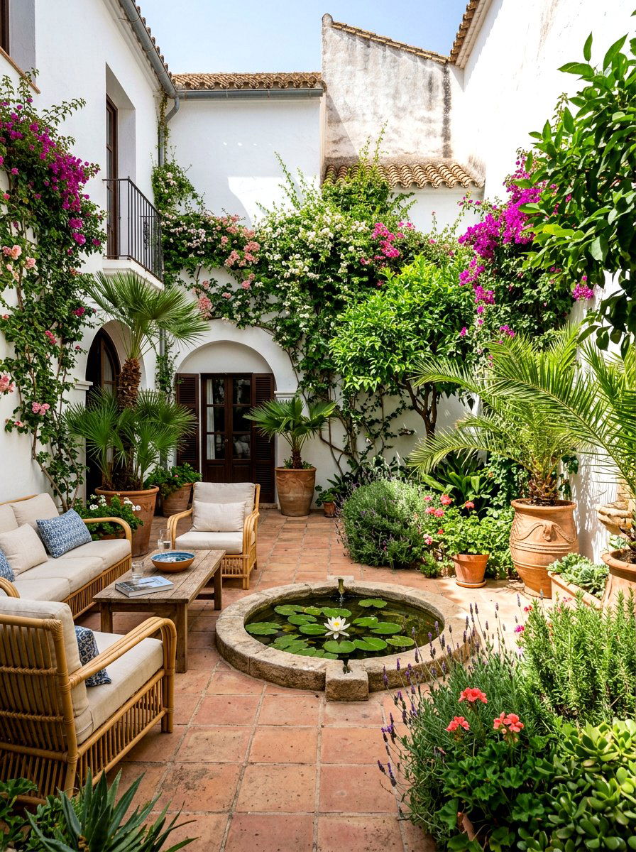 Mediterranean Courtyard Garden - 30 Mediterranean backyard ideas