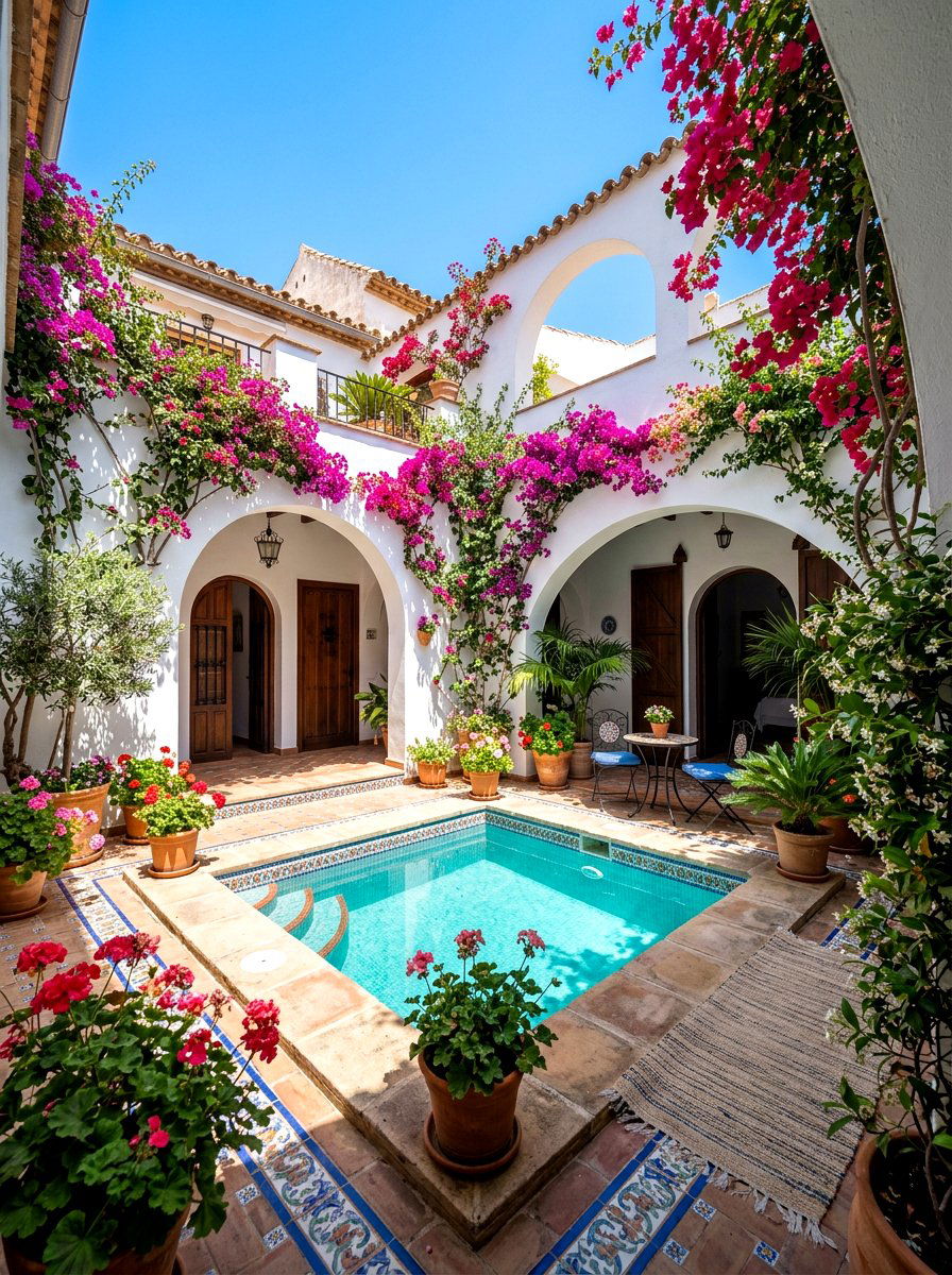 Mediterranean Courtyard Pool - 30 plunge pool patio ideas