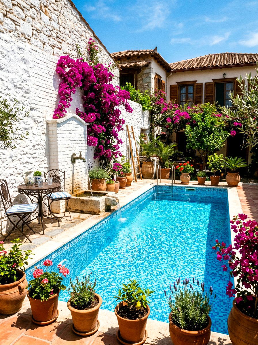 Mediterranean Courtyard Pool - 30 narrow pool ideas
