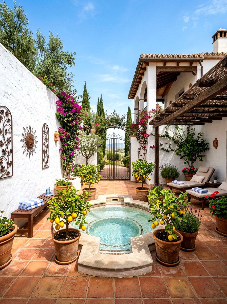 Mediterranean Courtyard Spa - 30 spa patio retreat ideas