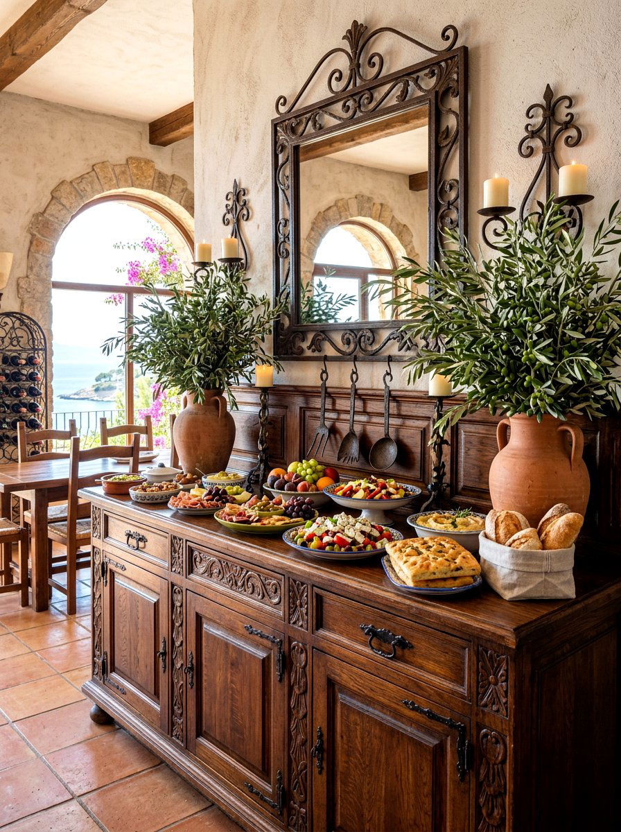 Mediterranean Dining Buffet - 30 buffet table decor ideas