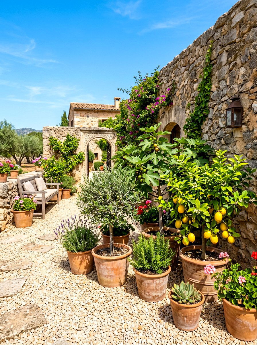 Mediterranean Dwarf Fruit Garden - 30 dwarf fruit tree garden ideas