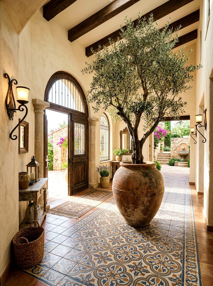 Mediterranean Foyer Olive Tree - 30 olive tree entry ideas