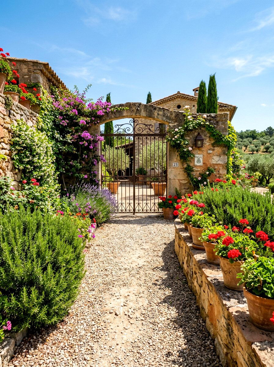 Mediterranean Gate Border - 30 front gate flower bed ideas