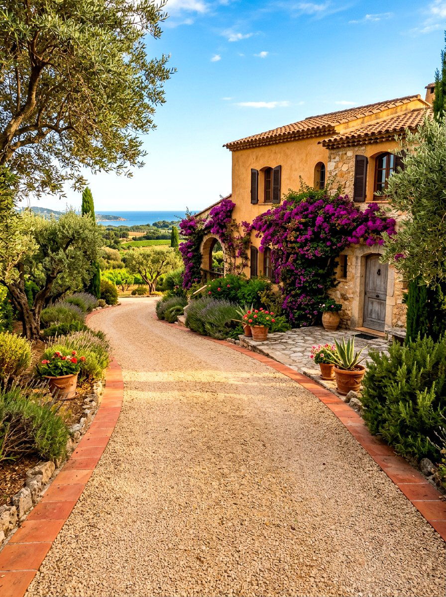 Mediterranean Gravel Driveway - 30 gravel driveway ideas