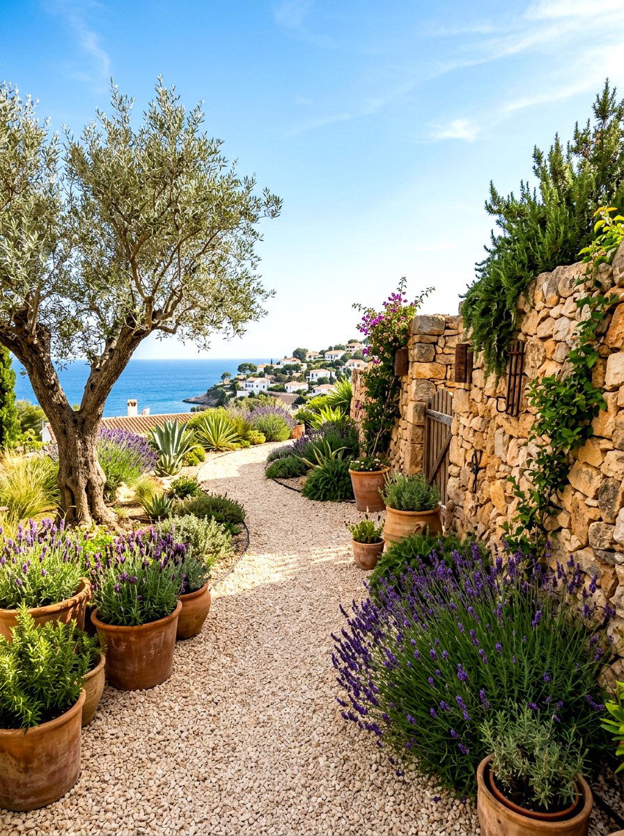 Mediterranean Gravel Garden - 30 gravel backyard ideas