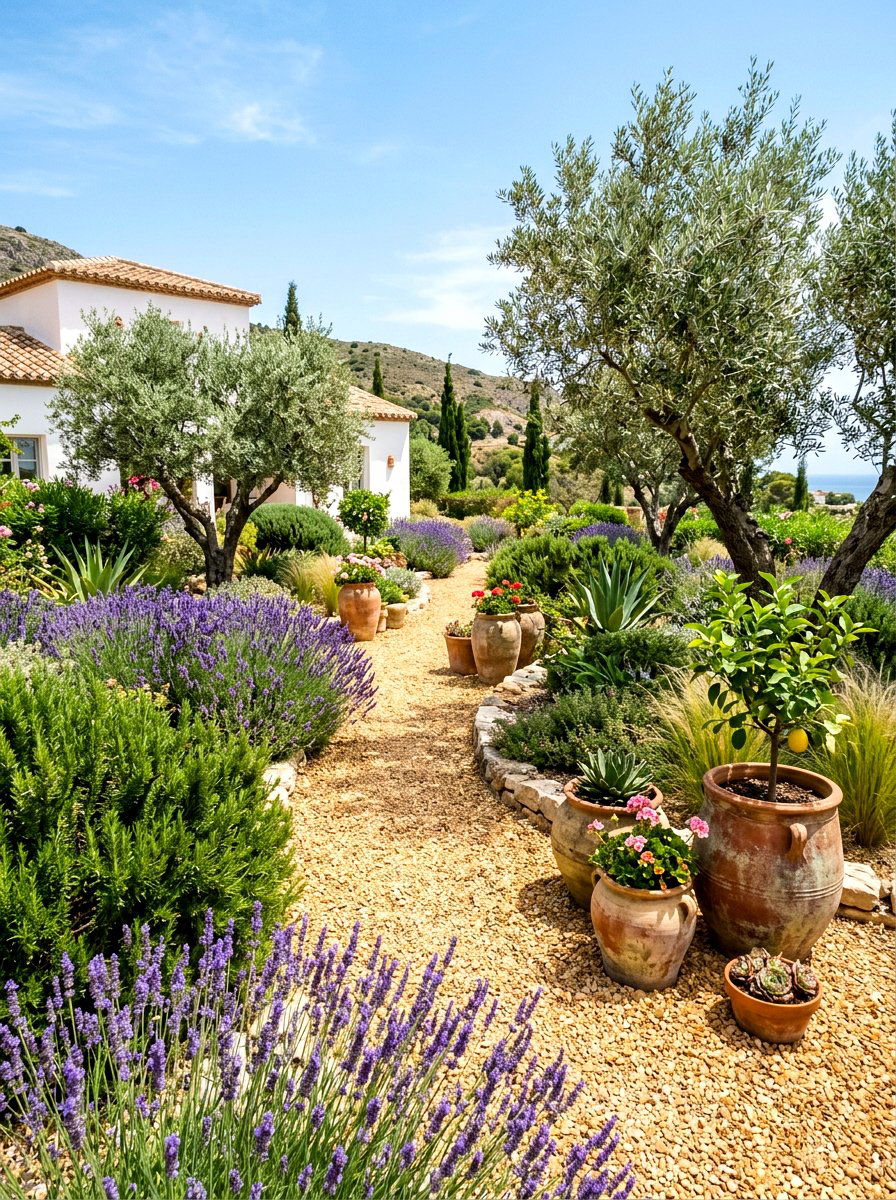 Mediterranean Gravel Garden - 30 gravel garden ideas