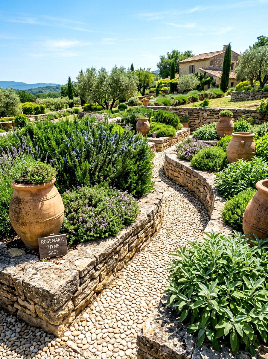 Mediterranean Herb Garden - 30 Mediterranean backyard ideas
