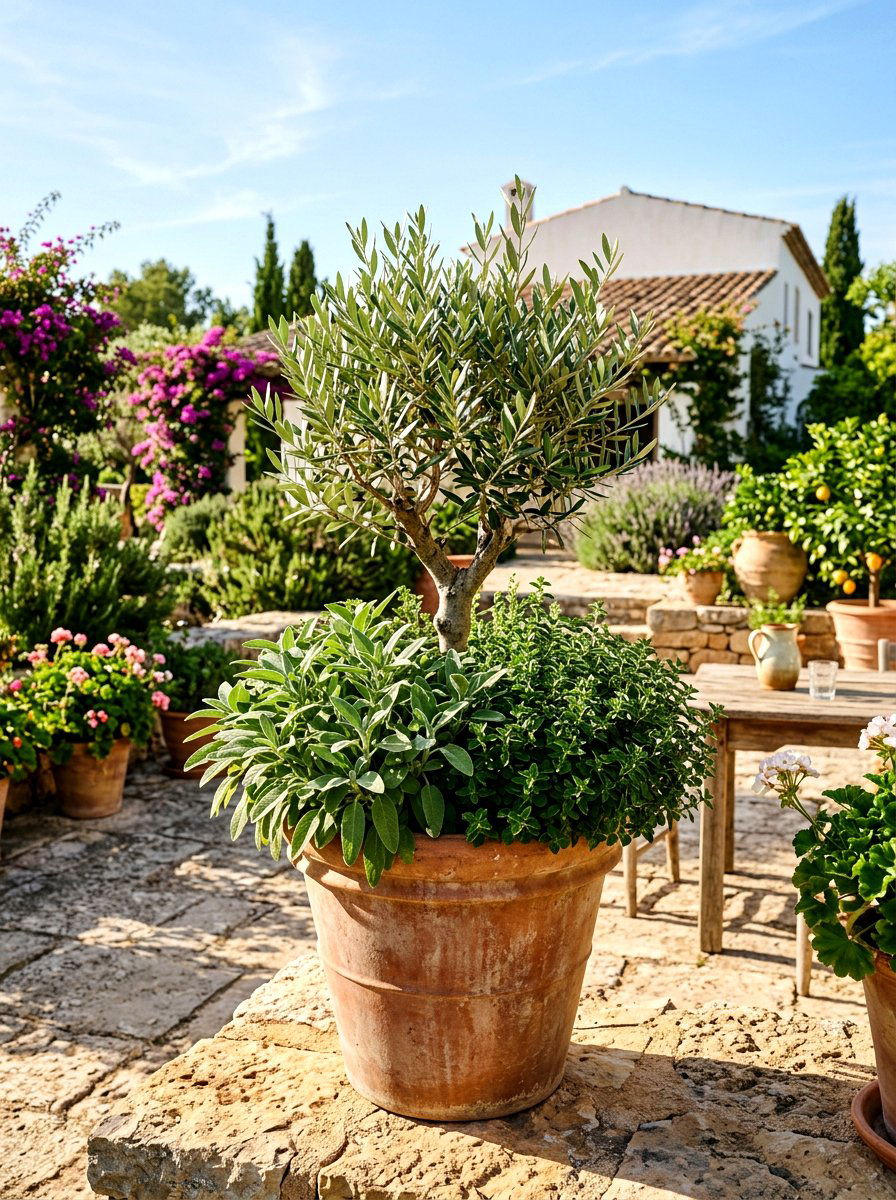 Mediterranean Herb Pot - 30 container plant arrangement ideas