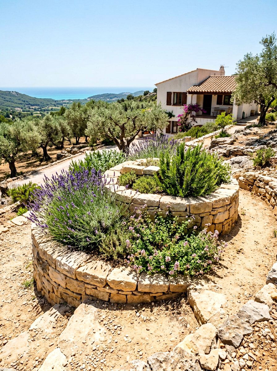 Mediterranean Herb Spiral - 30 backyard herb spiral ideas