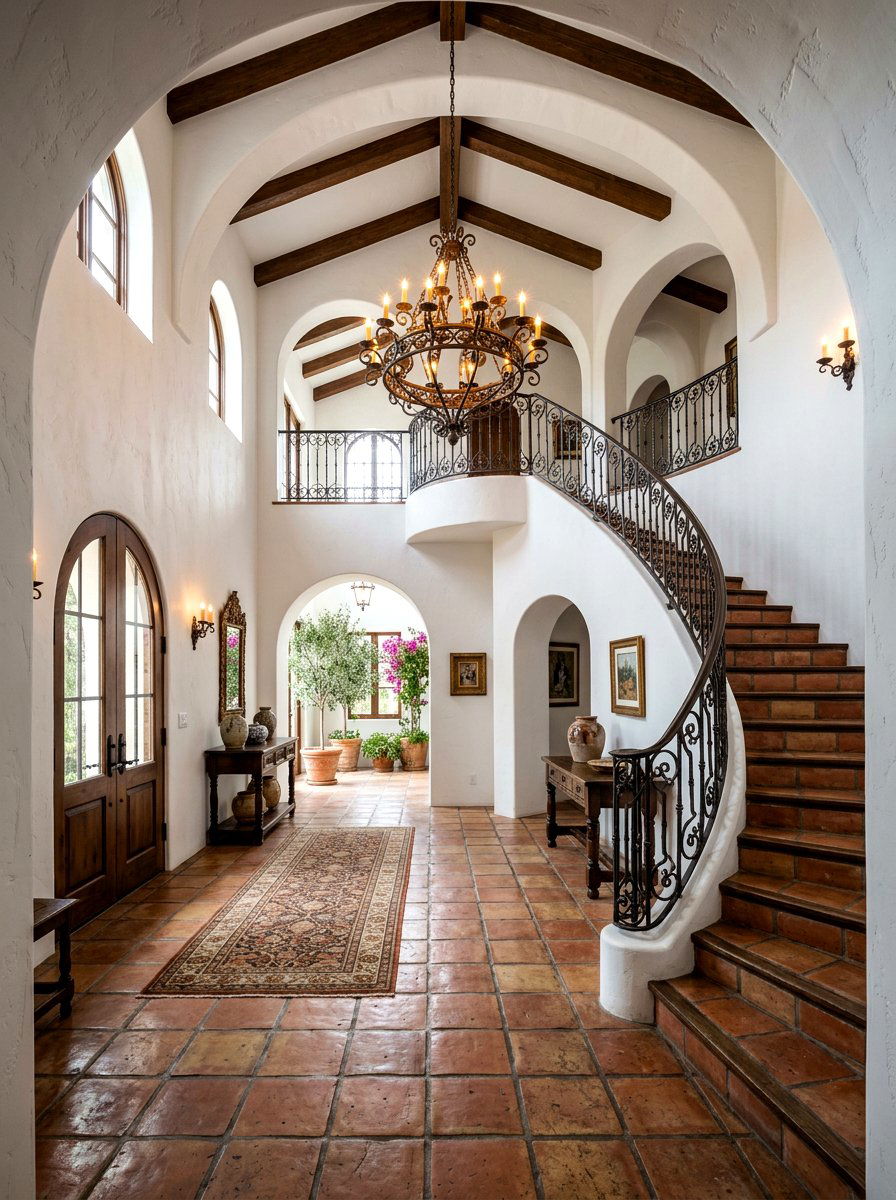 Mediterranean High Ceiling Foyer - 30 double height foyer ideas