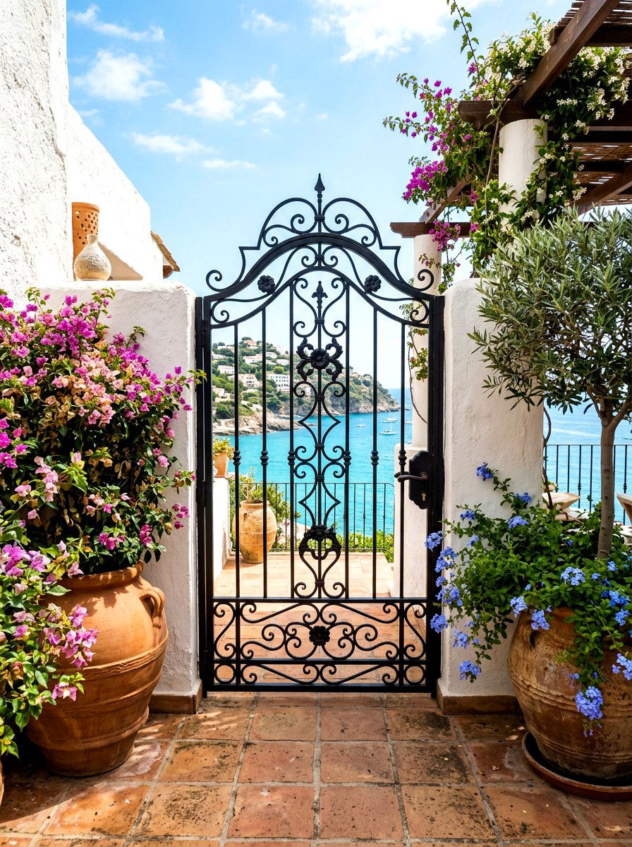 Mediterranean Iron Deck Gate - 30 deck gate ideas