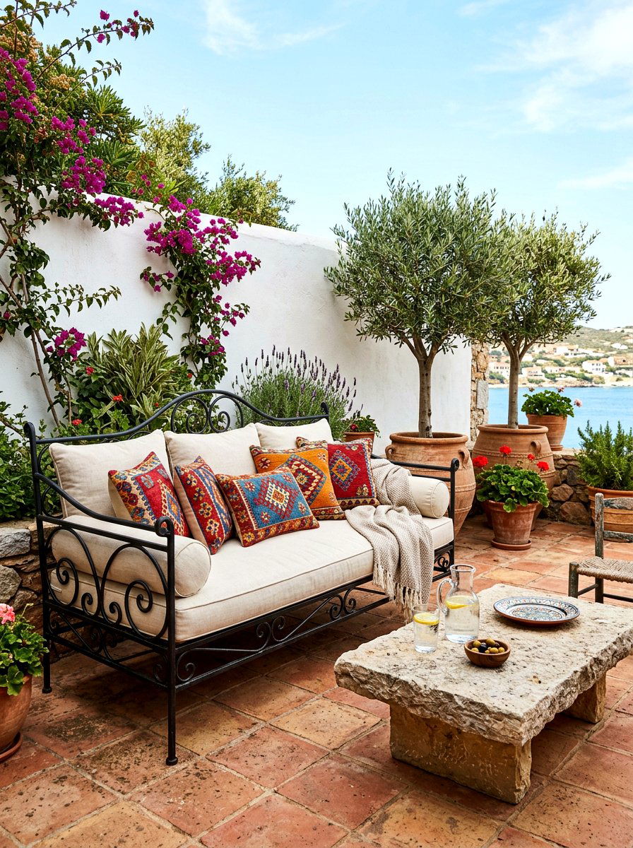 Mediterranean Iron Patio Sofa - 30 vintage iron patio furniture ideas