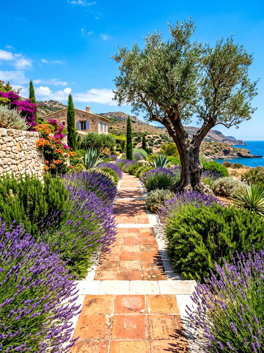 Mediterranean Lavender Walkway - 30 lavender walkway ideas