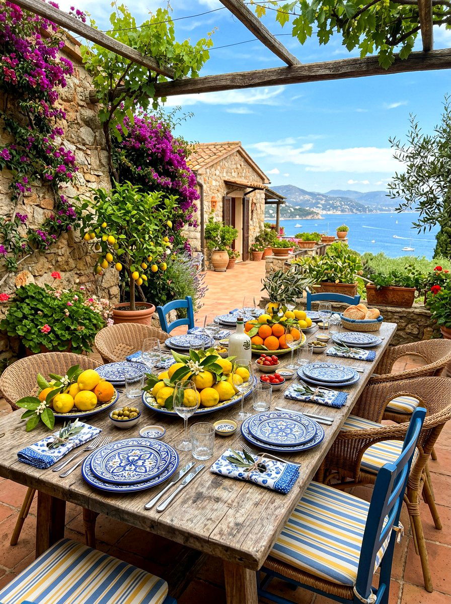Mediterranean Lemon Garden Setting - 30 fruit market tablescape ideas