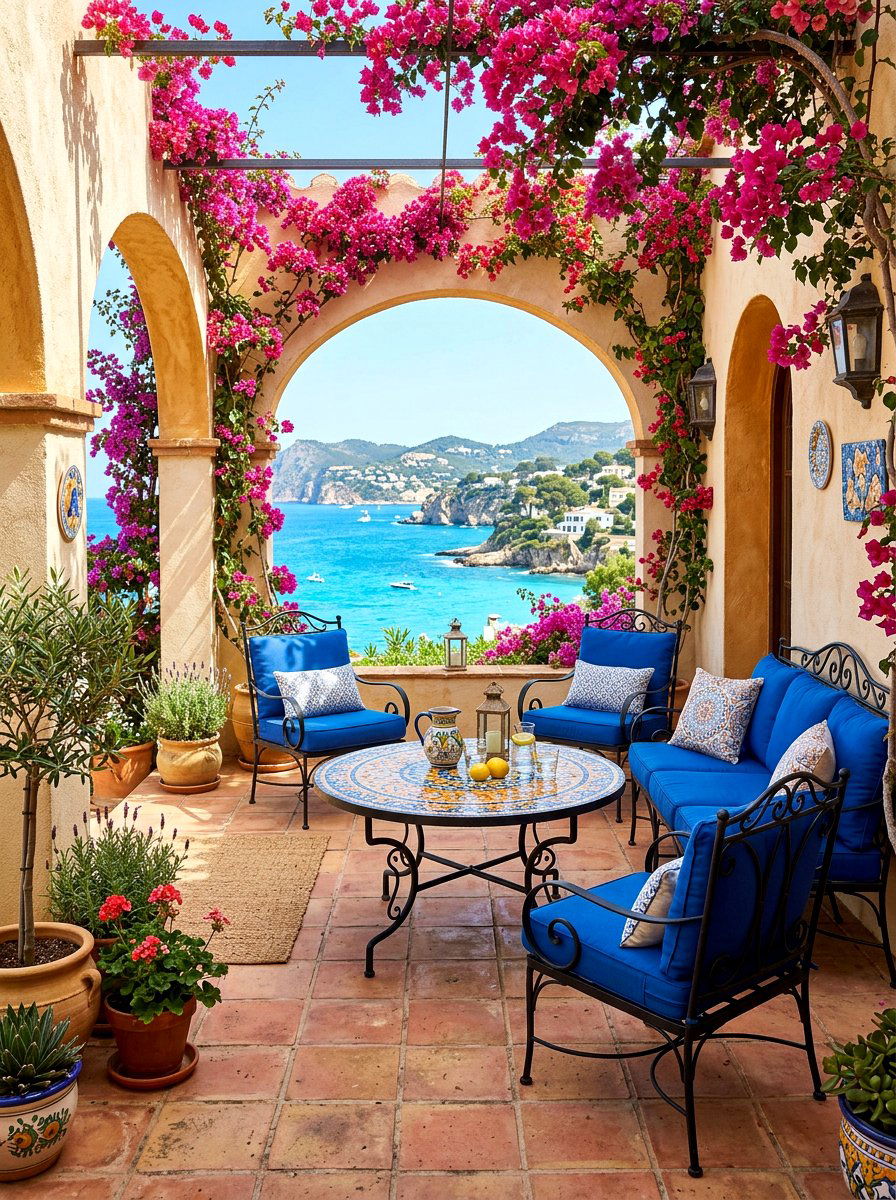 Mediterranean Lounge Area - 30 covered patio lounge ideas