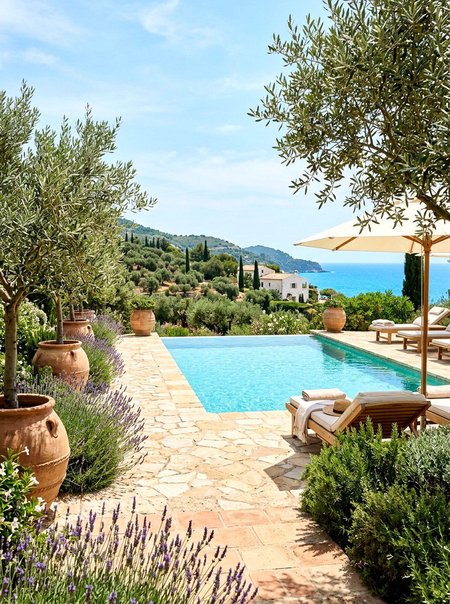 Mediterranean Olive Tree - 30 pool landscaping ideas