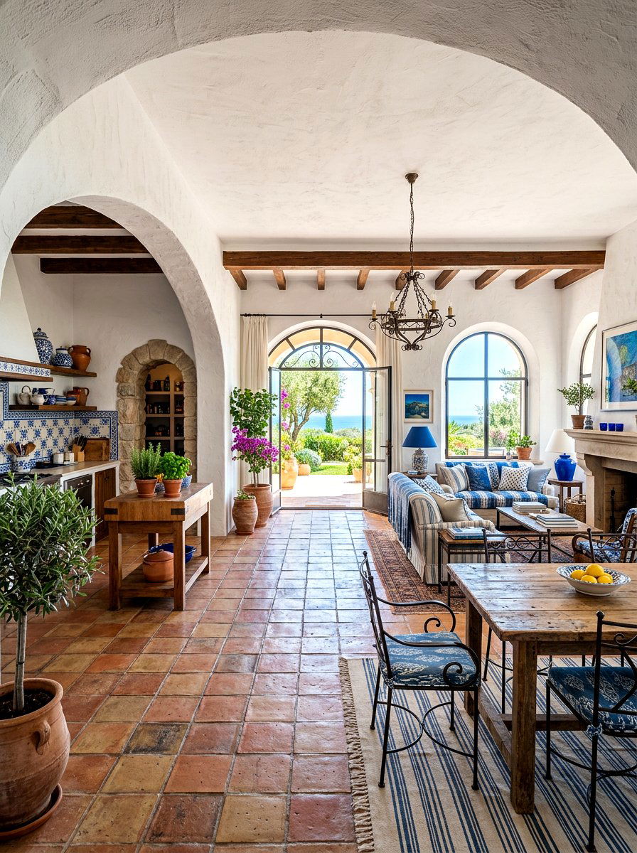 Mediterranean Open Floor Plan - 30 open concept living room ideas