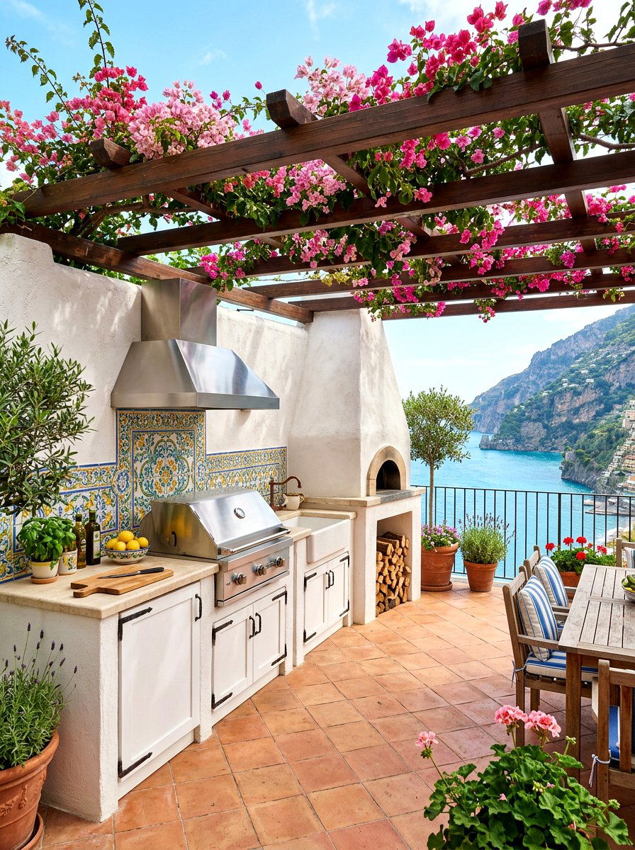 Mediterranean Outdoor Kitchen - 30 outdoor kitchen lounge ideas