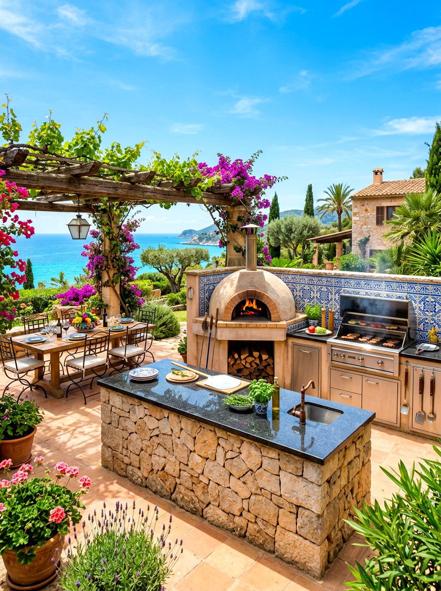 Mediterranean Outdoor Kitchen - 30 Mediterranean backyard ideas