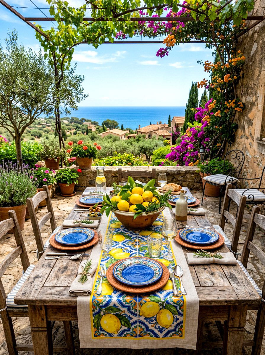 Mediterranean Outdoor Table Setting - 30 layered table setting ideas
