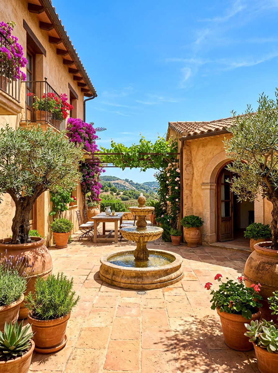 Mediterranean Patio - 30 stone courtyard patio ideas