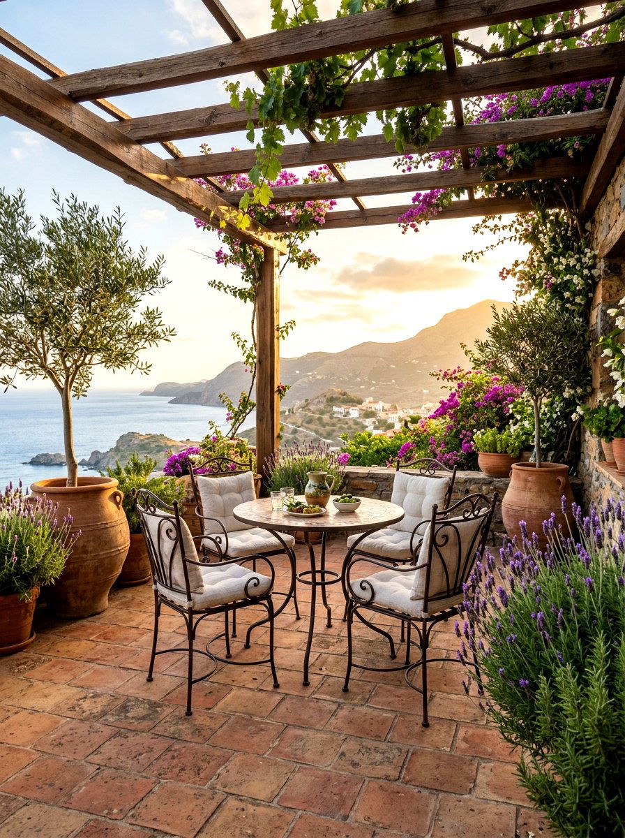Mediterranean Patio Seating - 30 rooftop patio lounge ideas aesthetic
