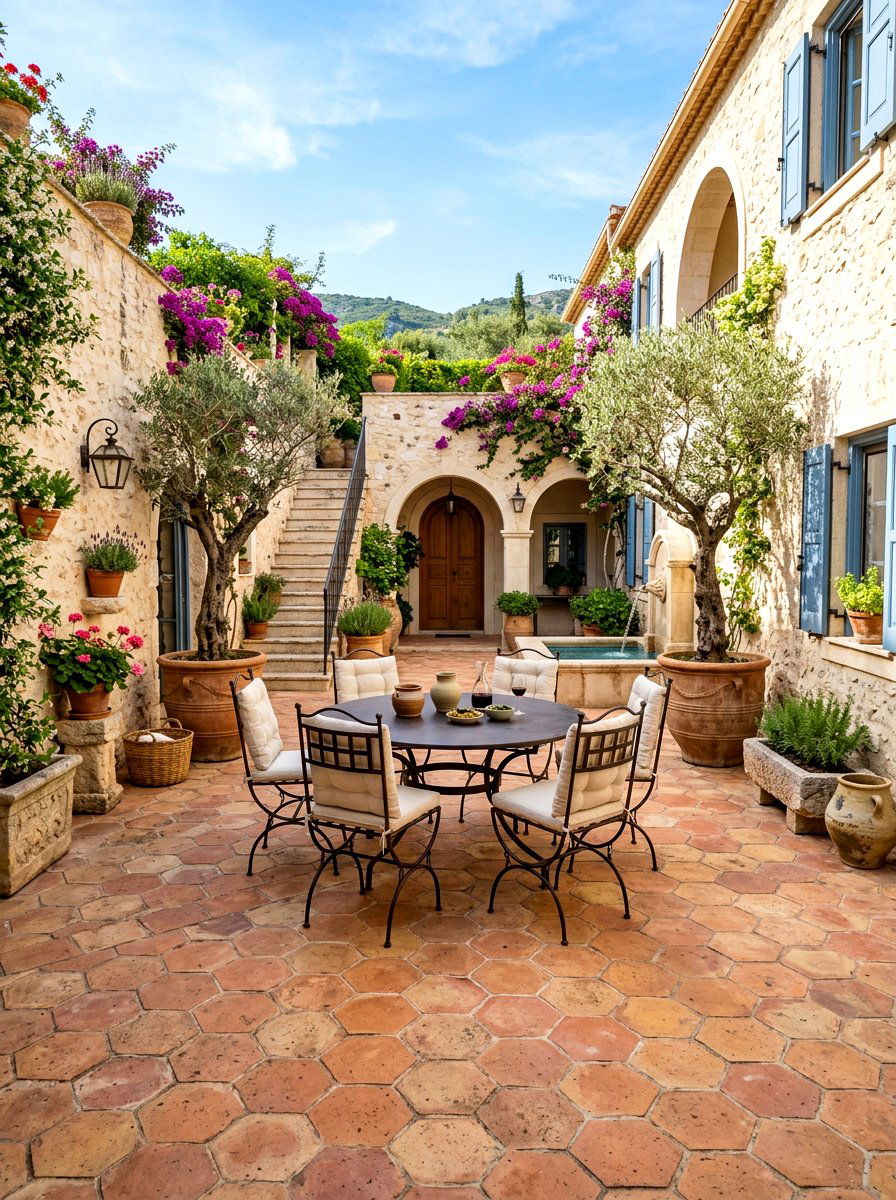 Mediterranean Patio Tile - 30 terracotta and cream patio ideas
