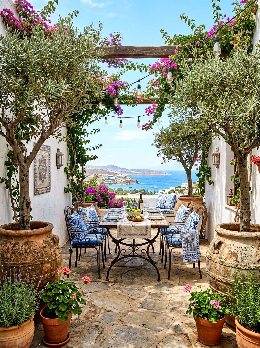 Mediterranean Patio With Olive Trees - 30 olive tree decor ideas
