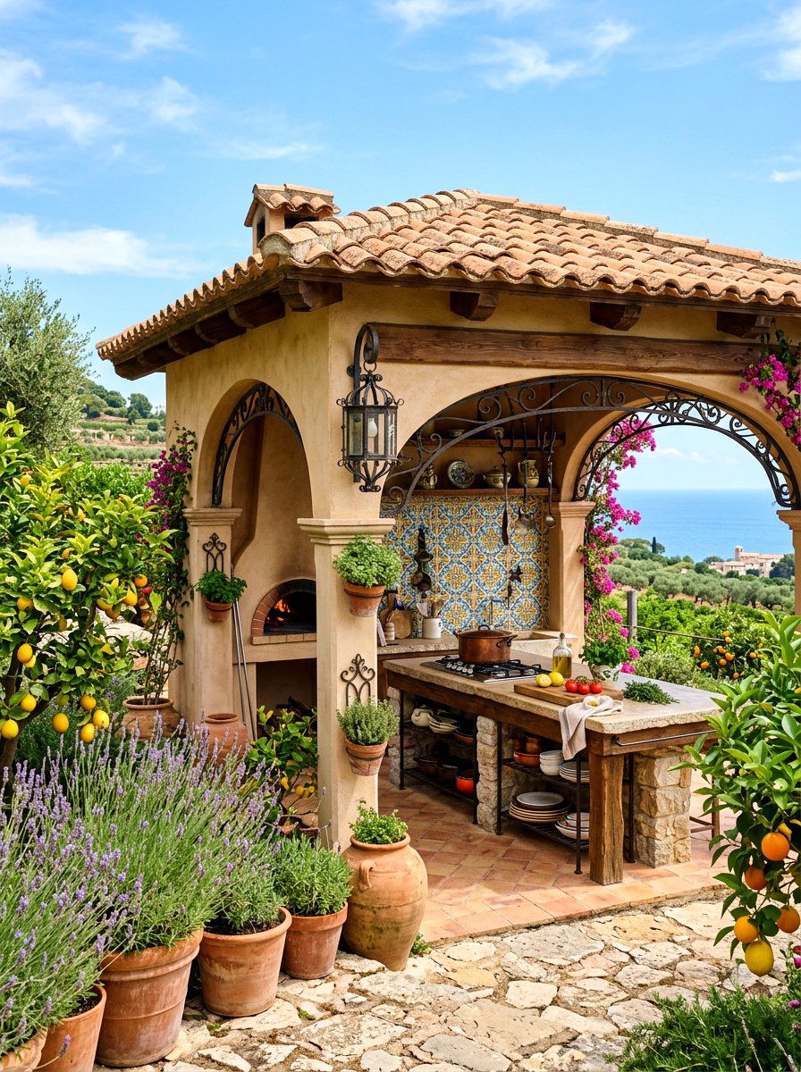 Mediterranean Pavilion Kitchen - 30 outdoor pavilion kitchen ideas