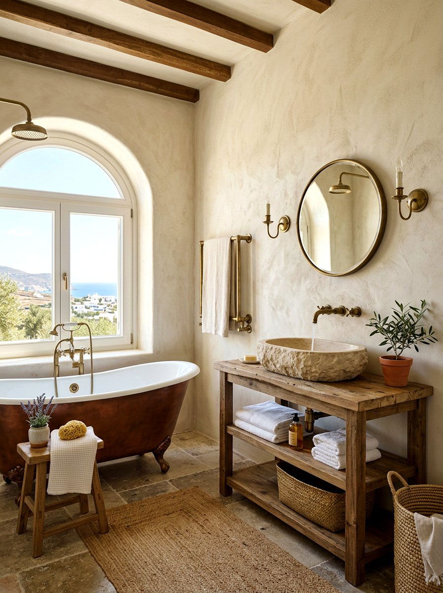 Mediterranean Plaster Bathroom - 30 European summer home ideas