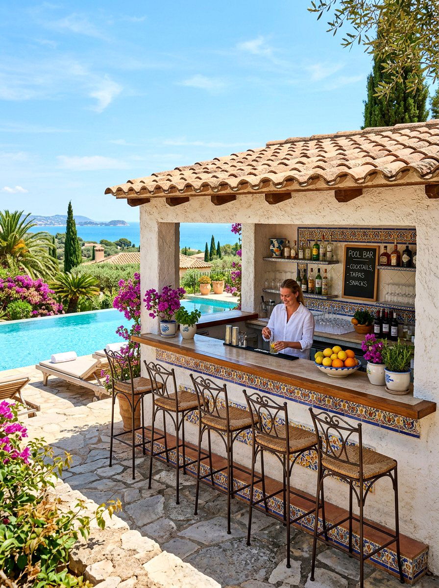 Mediterranean Pool Bar - 30 poolside bar ideas