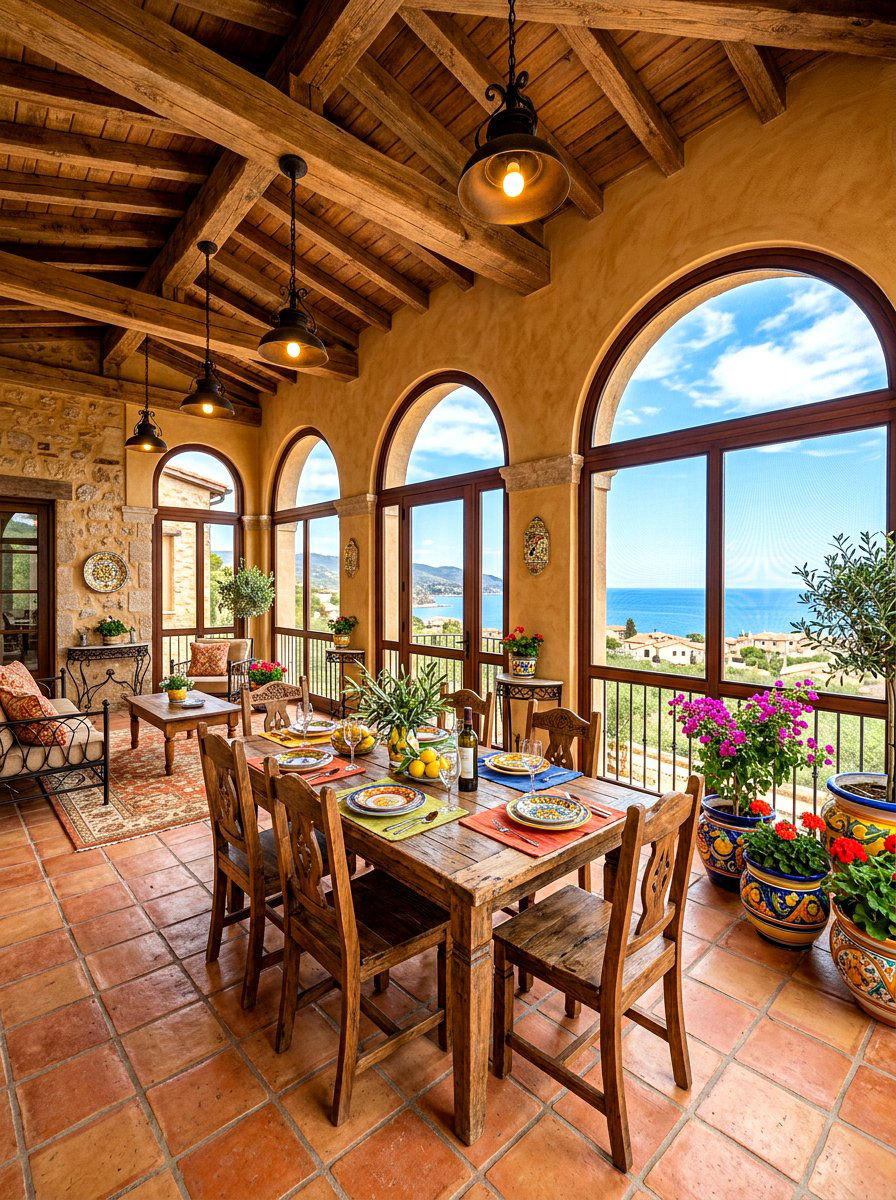 Mediterranean Screened Loggia - 30 screened patio ideas