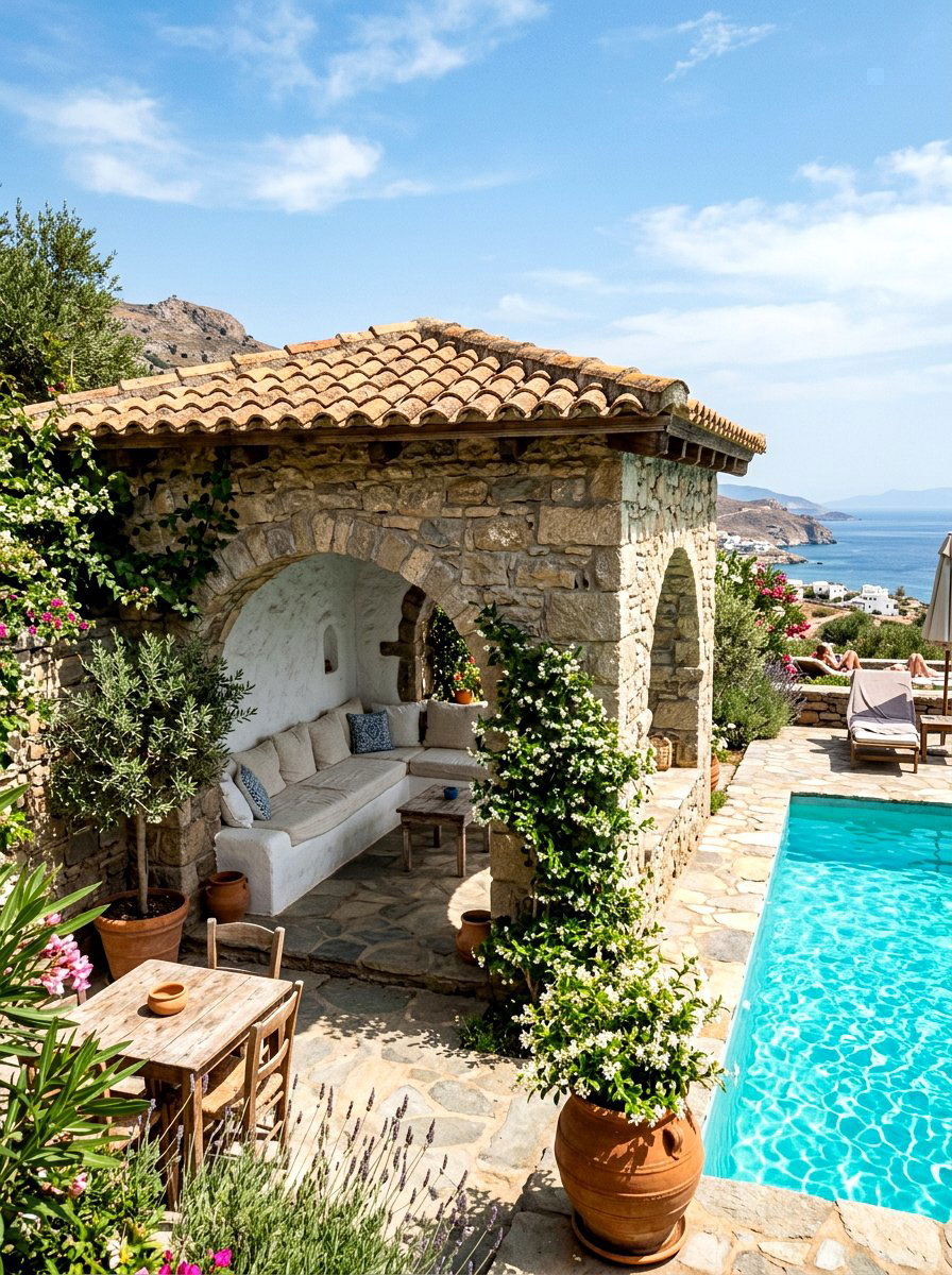 Mediterranean Stone Cabana - 30 pool cabana ideas