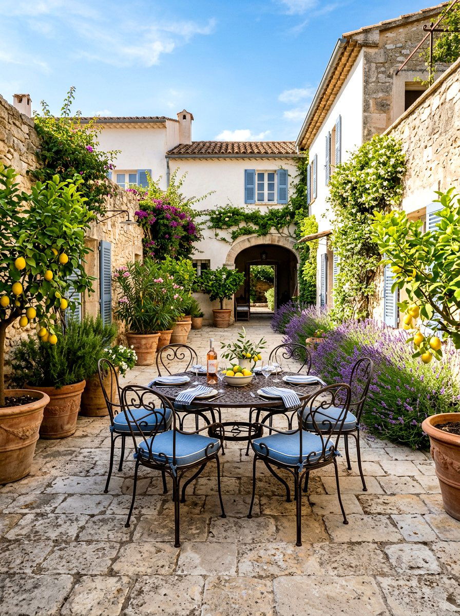 Mediterranean Stone Courtyard - 30 boutique hotel patio ideas