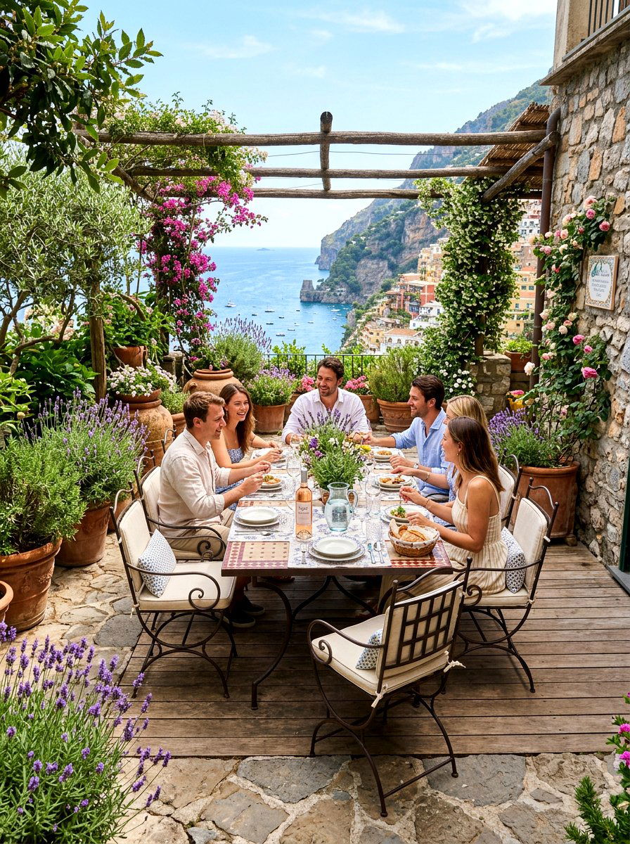 Mediterranean Stone Deck Dining - 30 deck dining zone ideas
