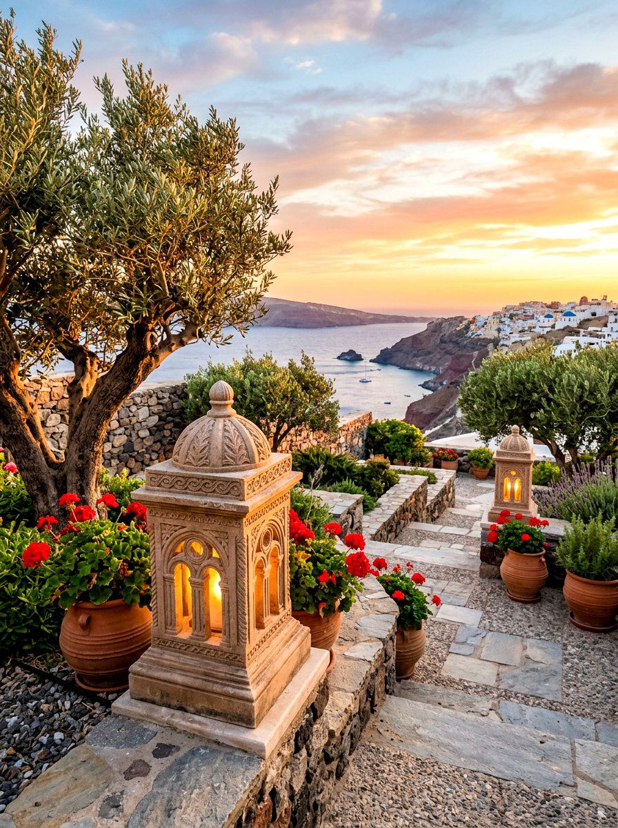 Mediterranean Stone Lanterns - 30 outdoor candle lantern ideas