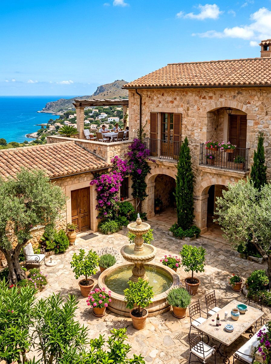 Mediterranean Stone Villa - 30 stone house exterior ideas