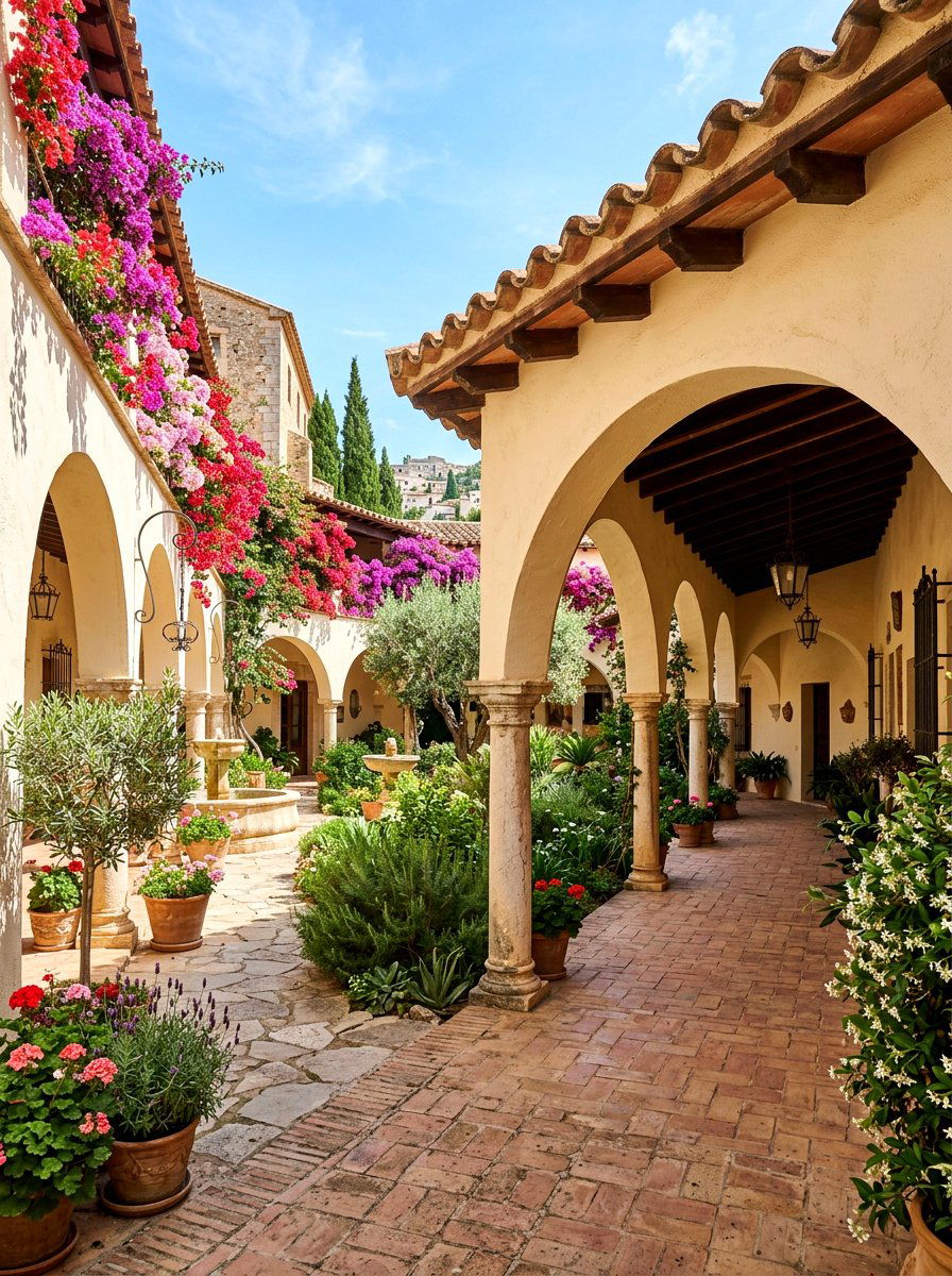 Mediterranean Stucco Arches - 30 covered walkway ideas