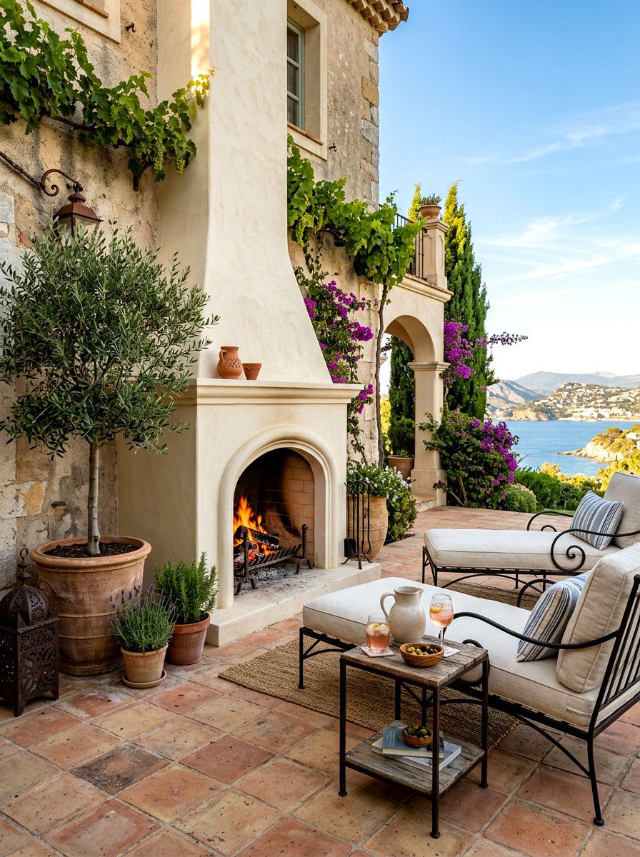 Mediterranean Stucco Patio Fireplace - 30 patio fireplace ideas
